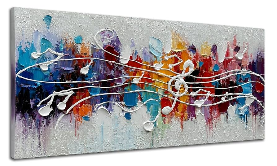 Amazon.com: zoinart Colorful Music Symbol Oil Painting on